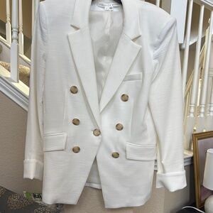 Veronica Beard White Double-Breasted Blazer